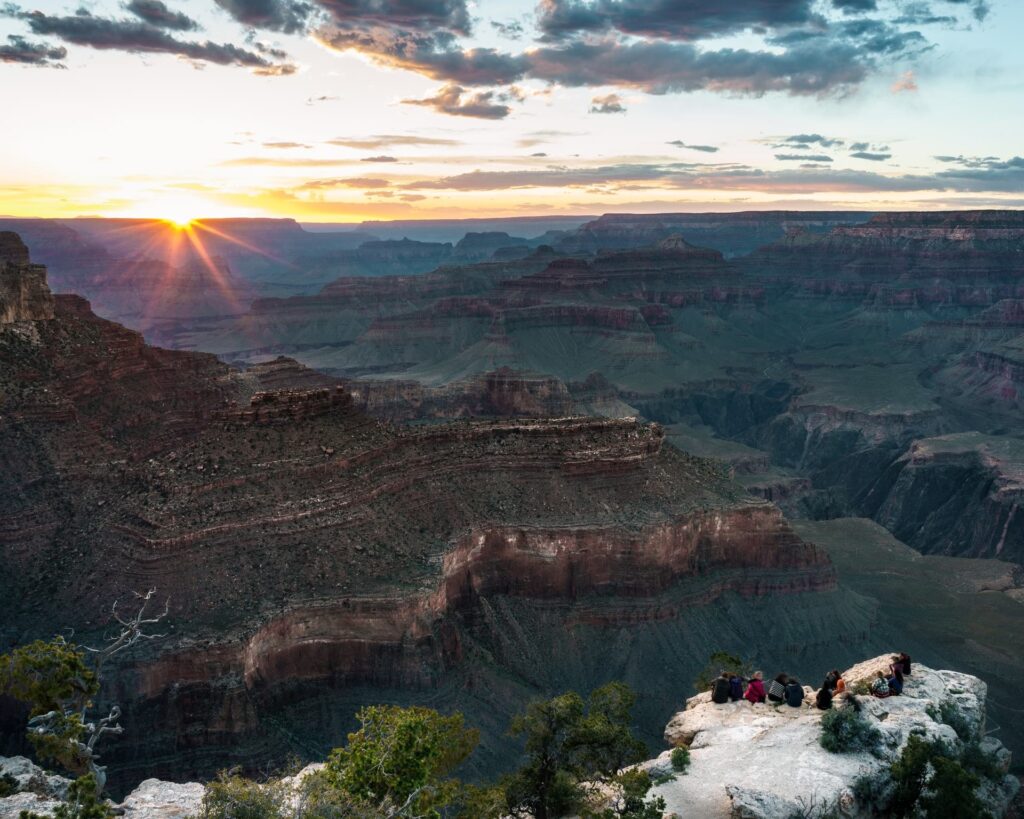 People looking at the sunset at the Grand Canyon