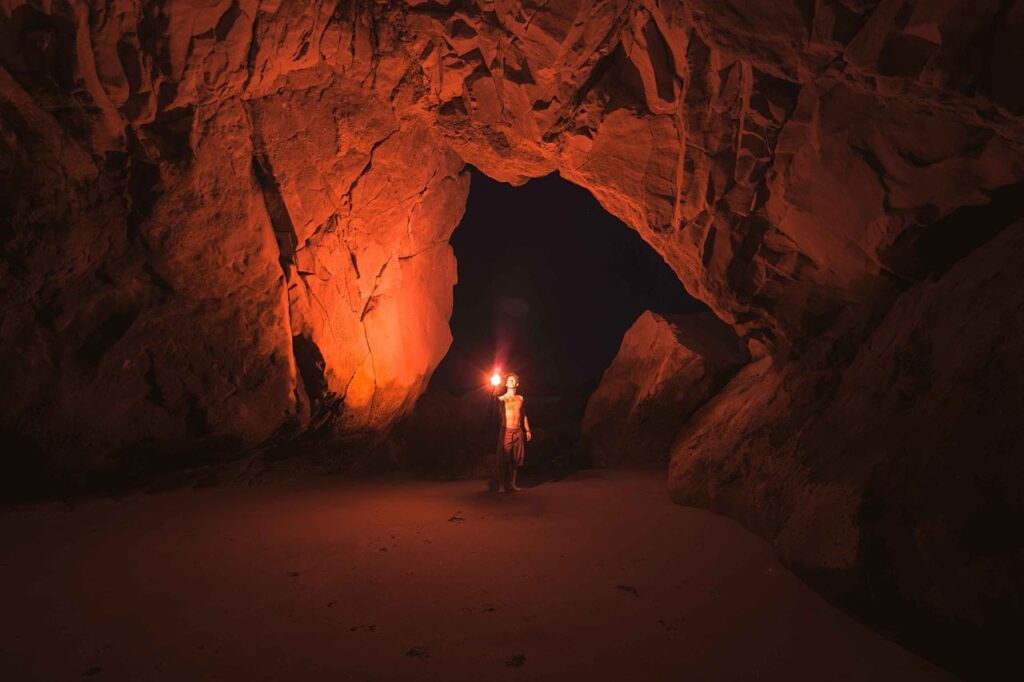 cave with dim light