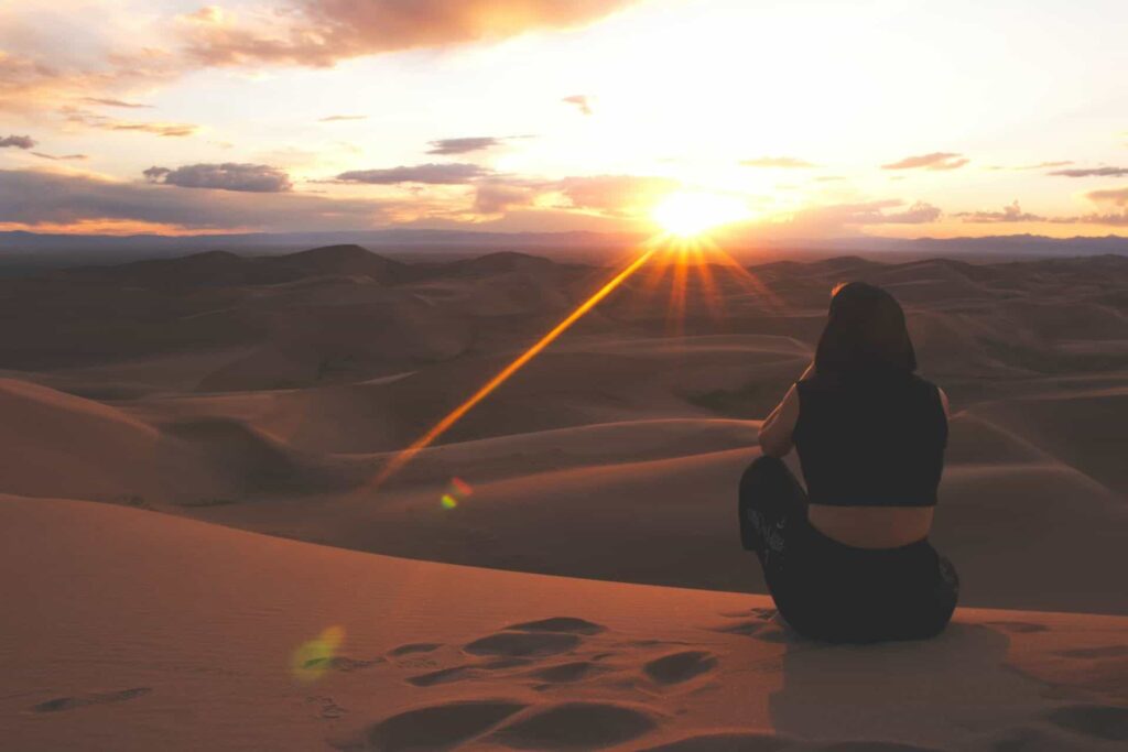 person watching the sunset at Great Sand Dunes National Park