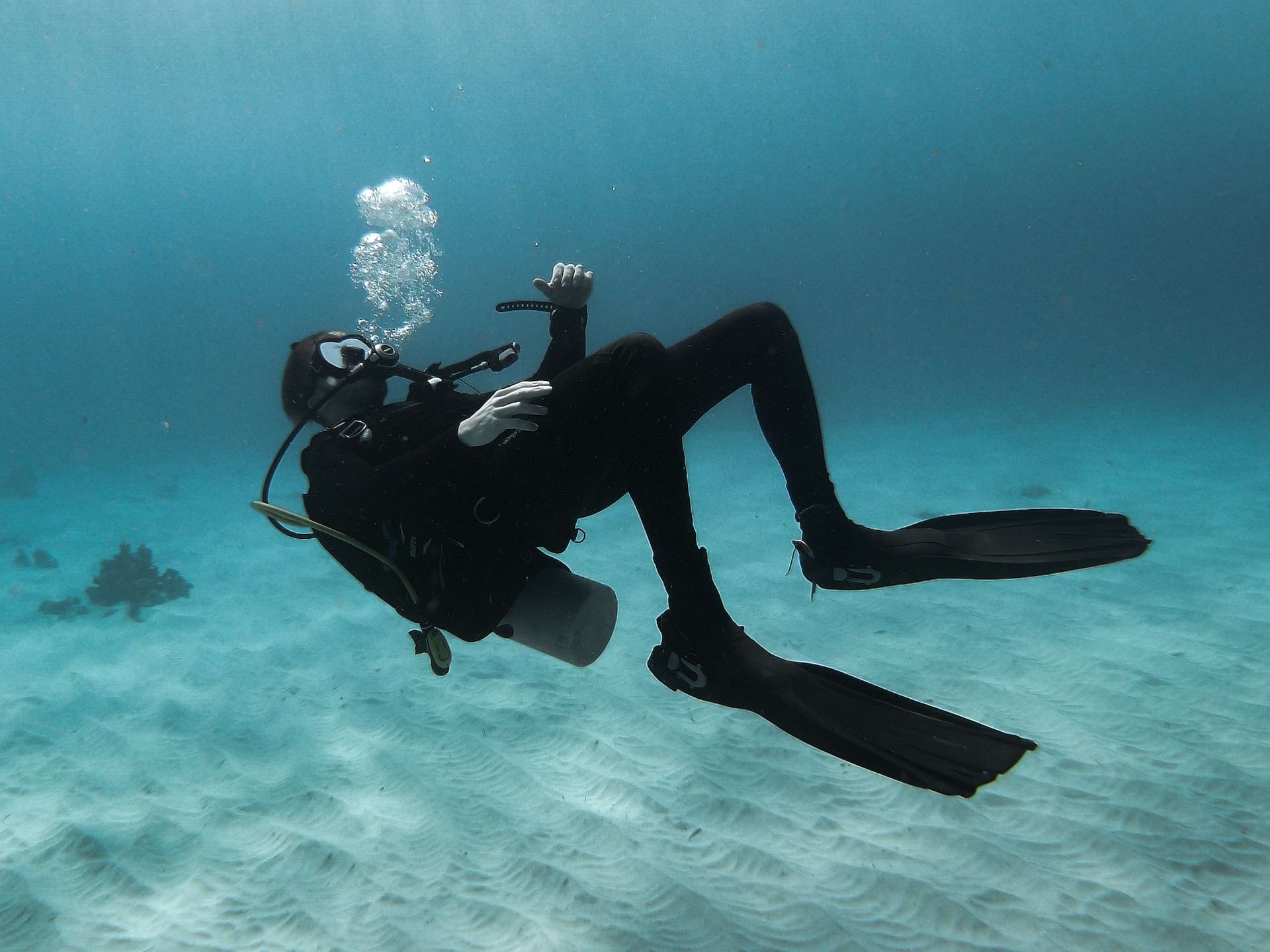 a man in full diving equipment
