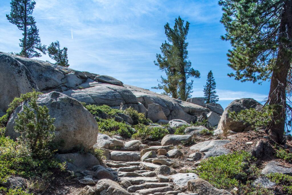 a rocky trail in the High Sierra hiking trail